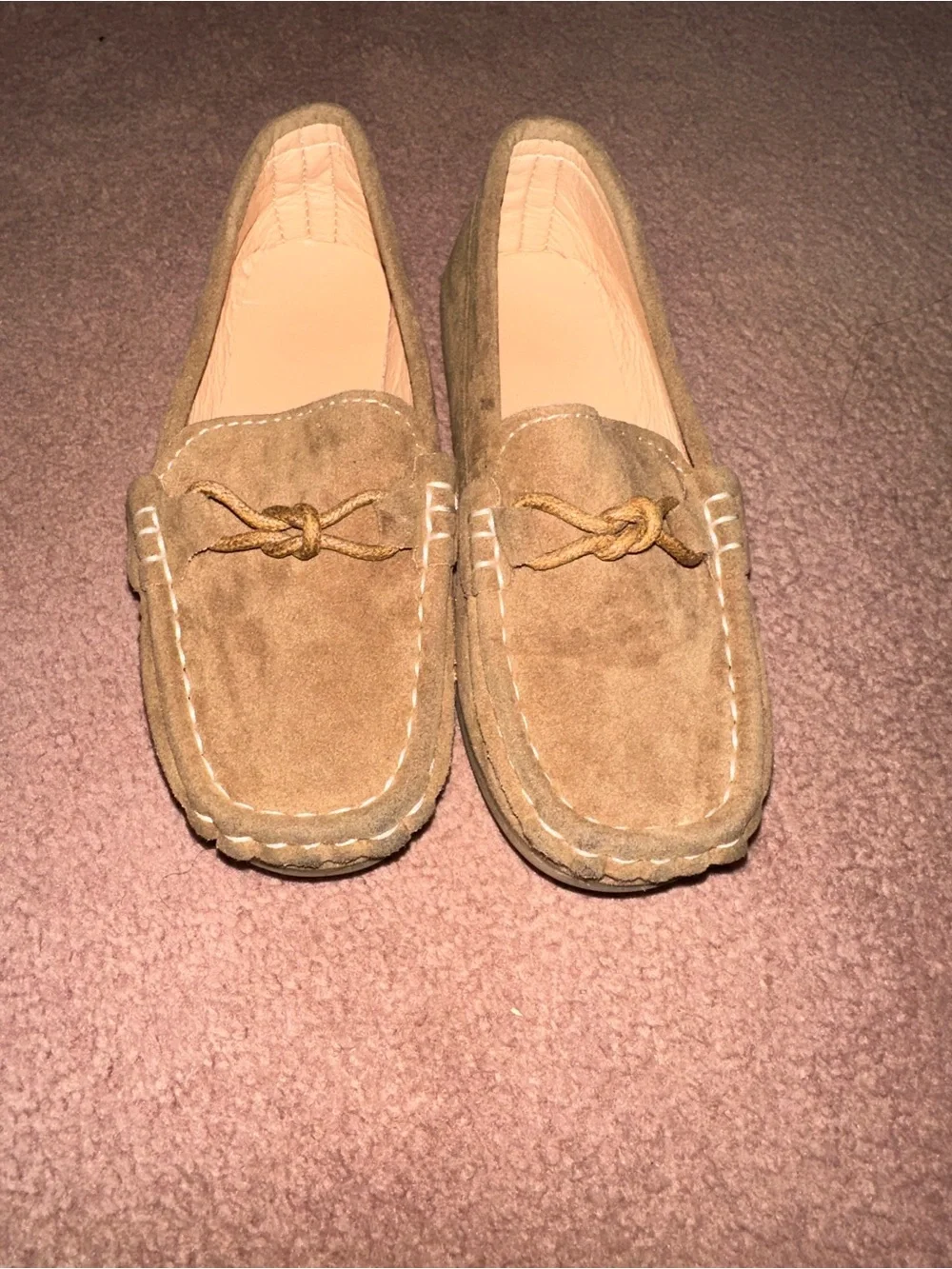 Kids Classic Suede Moccasin Loafers in Tan